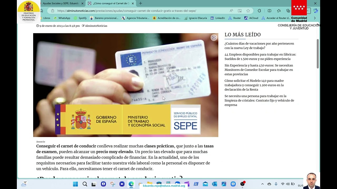 sacarse el carnet de conducir gratis por el inem
