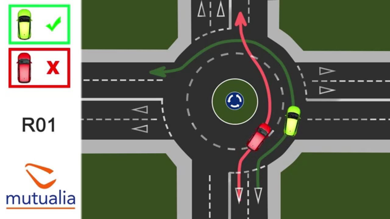 como circular en una rotonda de 3 carriles